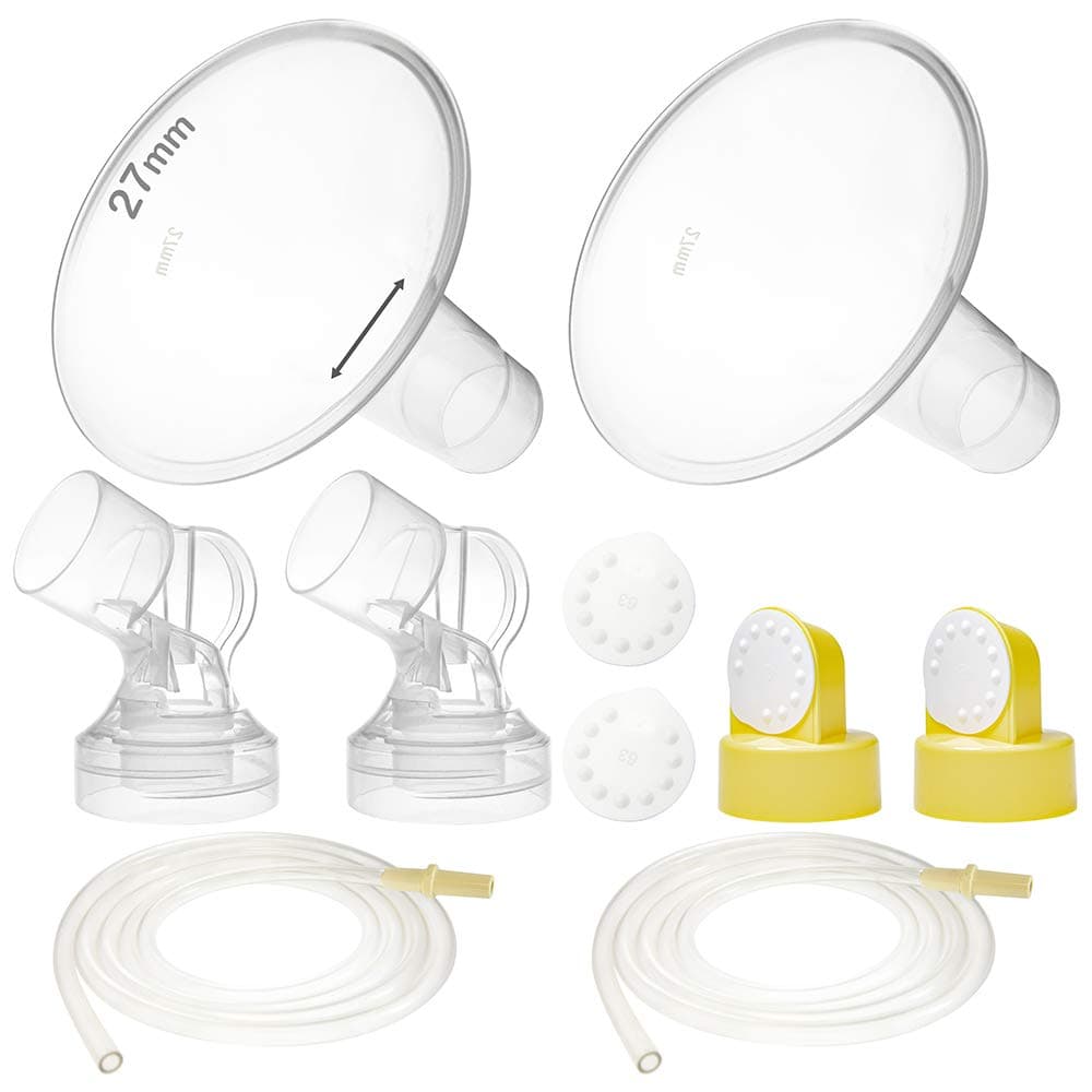 Nenesupply Pump Parts with 27mm Flanges Compatible with Medela Pump in Style Parts Accessories Breast Pump Not Original Medela Pump Parts Incl 27mm Flange Breastshield Connector Valve Membrane Tubing