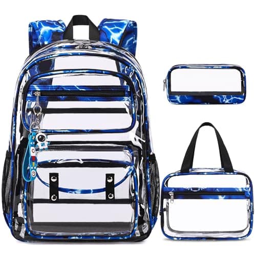 ACESAK Clear Backpack for Boys Girls 3 Pcs Clear Heavy Duty with Lunch Bag See Through Backpack Stadium Approved