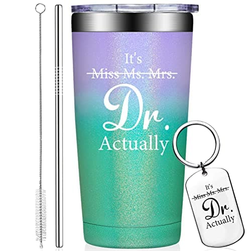 Grifarny Doctors Day Gifts - Ph.D. Gifts for Women - Ph.D. Graduation Gift for Her - Graduate Gift for Phd, Medical School Students, Doctors, Physician MD - It's Miss Ms Mrs Dr Actually Tumbler