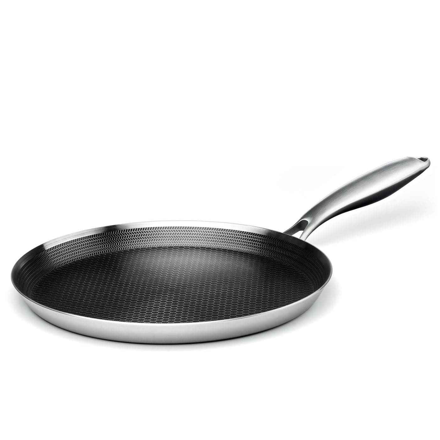 Innerwell Stainless Steel Crepe Pan 11inch Nonstick Crepe Pan Stainless Steel Honeycomb Coating Pancake Pan Non Stick Flat Skillet Tawa Dosa Tortilla Griddle Pan Induction Compatible PFOA Free