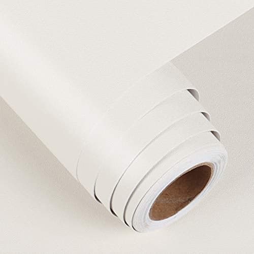 FunStick Thick Off White Wallpaper Peel and Stick for Bedroom Kitchen Cabinets Matte White Contact Paper Waterproof Self Adhesive White Wall Paper Sticker Pull and Stick for Walls Shelves 15.8"x78.8"