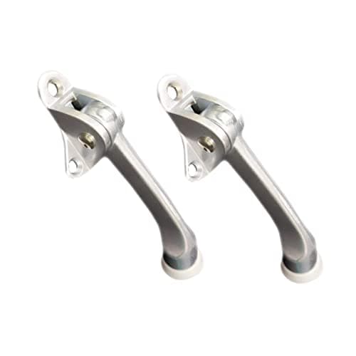 QCAA Heavy Duty Kickdown Door Stopper, 4", Zinc Die Cast, Satin Chrome, 2 Pack, Made in Taiwan