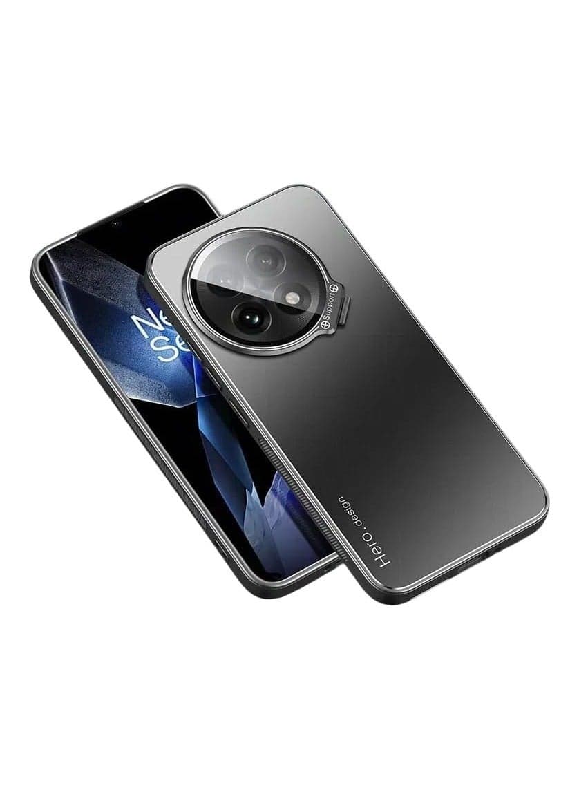 Case Compatible with OnePlus 13, Matte Skin-friendly Phone Case with Fully Wrapped Lens Protection Stand, Anti-fall Protective Cover for One Plus 13 (Black)