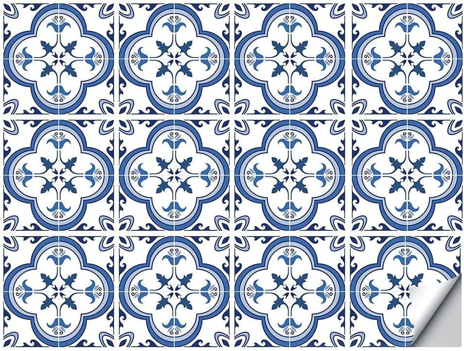 ELTON Morrocon Spanish Tile Decals for Table Wall Stairs Bathroom & Kitchen Self Adhesive Easy to Apply (6x6 inch 36 pic, styel d)