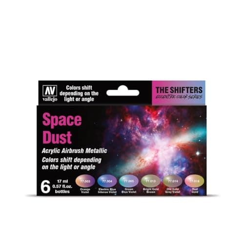 Vallejo The Shifters Space Dust Set of 6 Metallic Acrylic Airbrush Colours Ideal for Painting Fantasy Figures and Wargames Contains 6 bottles x 17 ml 057 floz