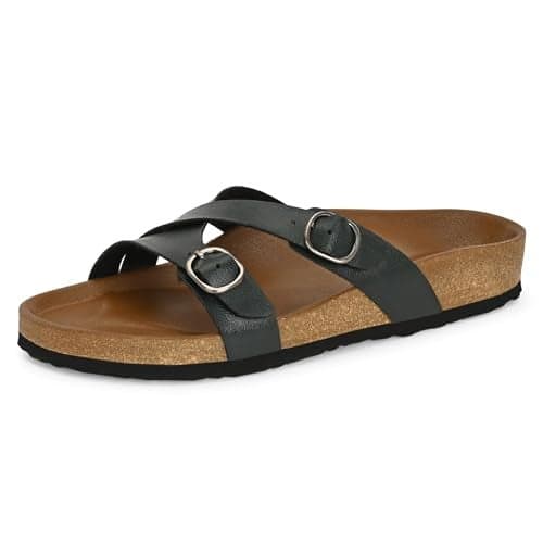 Centrino Women’s Berkin-Style Slip-On Sandals | Open Toe Design | Soft PU Footbed | Lightweight & Comfortable | Arch Support | On-Grip Sole | Casual Outdoor Wear (9224)