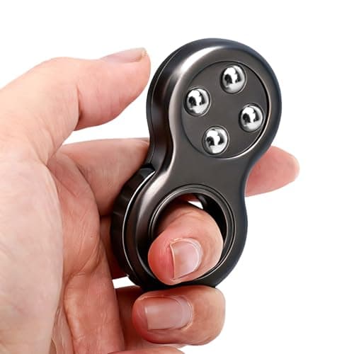 Metal Fidget Spinner Magnetic Slider Finger Ring Fidget Toy for Adults Kids Focus Finger Spinning Toy Office Classroom Desk Gadget Christmas Stocking Stuffers Gifts for Teens Boys Girls