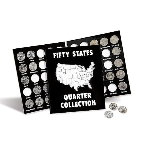 Current Collector 50 States Quarter Album 19992009 Hard Cover United States Coin Collection Holder Display Book American History Fun Educational Currency Collection 12 x 7 Organizer
