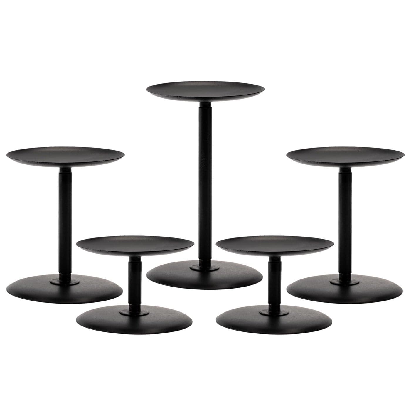 Homemory Christmas Fall Candle Holders for Pillar Candles Set of 5 Decorative Metal Candle Stands Pillar Holder Decor Black