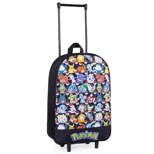 Pokemon Kids Foldable Trolley Suitcase 15”, 10.5 Litres 2 Wheels Black (S/15inch -10.5L, Black Aop)