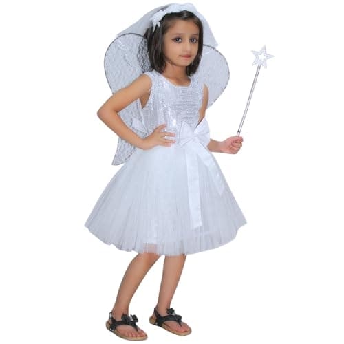 Kaku Fancy Dresses Girl's Net Dress,White