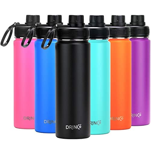 Drinco Stainless Steel Water Bottle Spout Lid Vacuum Insulated Double Wall Water Bottle Wide Mouth 40oz 32oz 22oz 18oz 14oz Leak Proof Keep Cold Sport Camping Hiking 22 oz 22oz Black