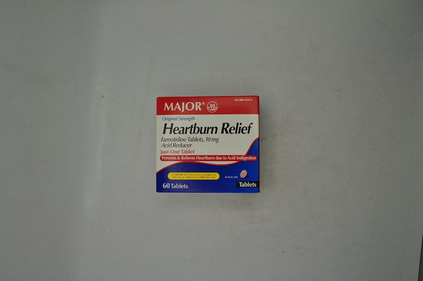 Major Original Strength Heartburn Relief Famotidine Tablets 10 MG Acide Reducer 60 CT Pack of 3