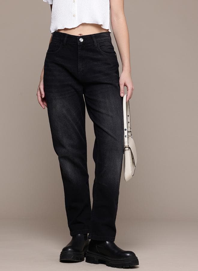 Freehand Women Straight Fit Low Faded Jeans — 32
