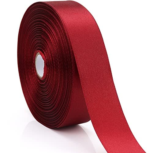 Nsilu 1 inch Wine Red Ribbon for Gift Wrapping 50 Yards Perfect Wedding Party Wreath Sewing DIY Hair Accessories Decoration Floral Hair Balloons Other Projects 1 inch Wine Red
