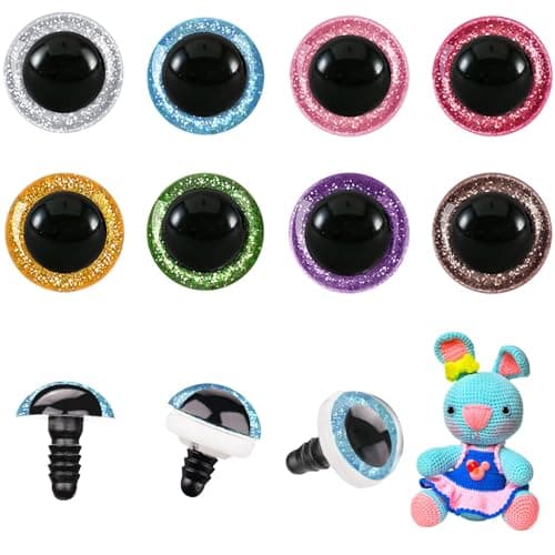 MUCUNNIA 120pcs 12mm Safety Eyes for Amigurumi Glitter Plastic Safety Eyes for Crochet with Washers Craft Crochet Eyes Doll Eyes for Crochet Animals Plush Stuffed Animals DIY Christmas Decorations