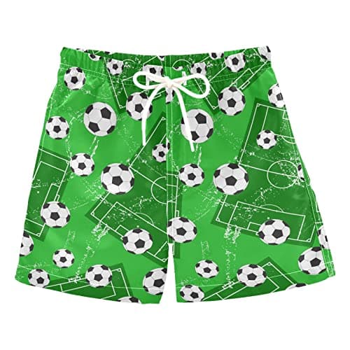 Aflyko Sport Board Shorts Soccer Play Game Field Green Boys Girls Swim Kid Trunk Beach Swimwear Bathing Suit