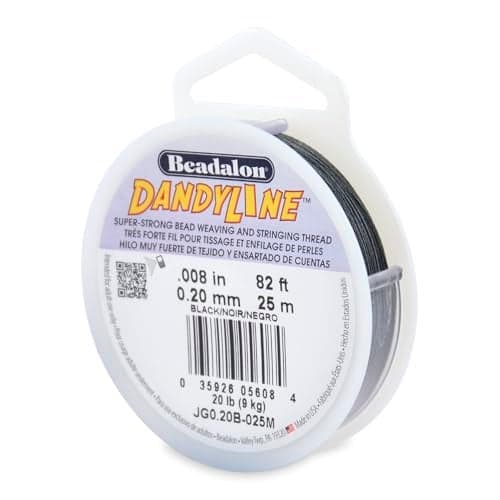 Beadalon Dandyline Bead Weaving & Stringing Thread, 0.20 mm / .008 in, Black, 25 m