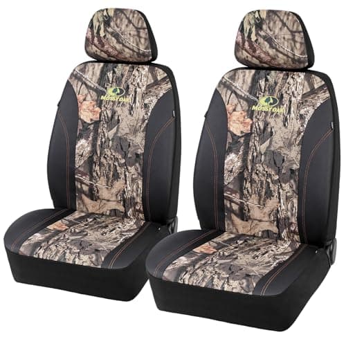 Mossy Oak Front Camo Seat Covers Low Back - Made with Premium PVC & Canvas Fabric, Airbag Compatible, Universial Fit Most Bucket Seats - Official Licensed Product