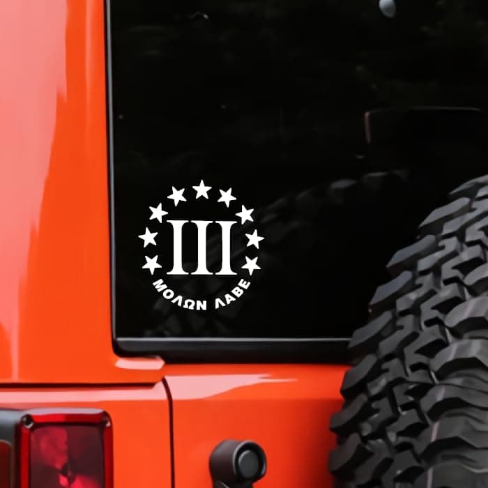 Molon Labe 1776 2nd Amendment Stars Vinyl Decal Sticker White