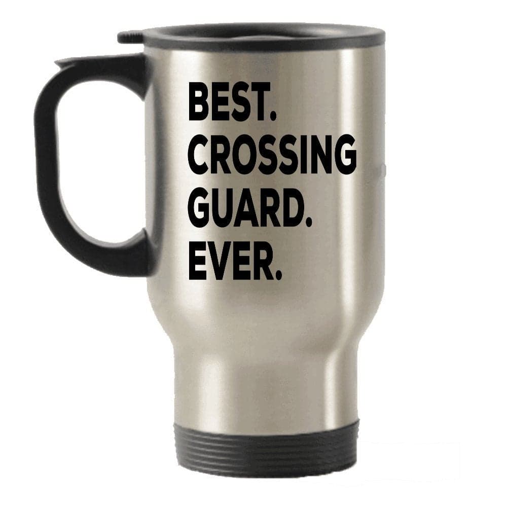 SpreadPassion The Best Crossing Guard Ever Tumbler Stainless Steel Novelty Tumbler for Birthday and Anniversary Parties Gift Idea for Teacher on Christmas14Oz Hot Tea Tumbler Silver