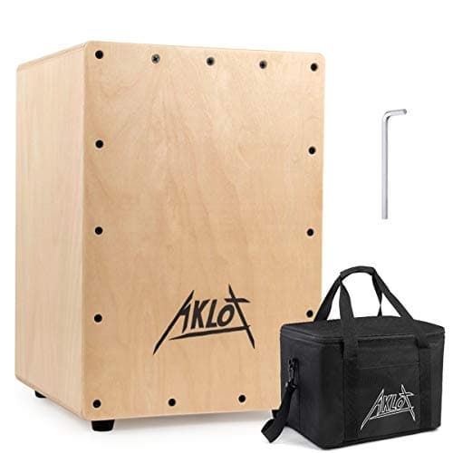 AKLOT Cajon Drum Box 10" Cajons Percussion Instrument Compact Acoustic Jam Cajons Betula Wood Percussion Box Internal Adjustable Snares with Gig Bag