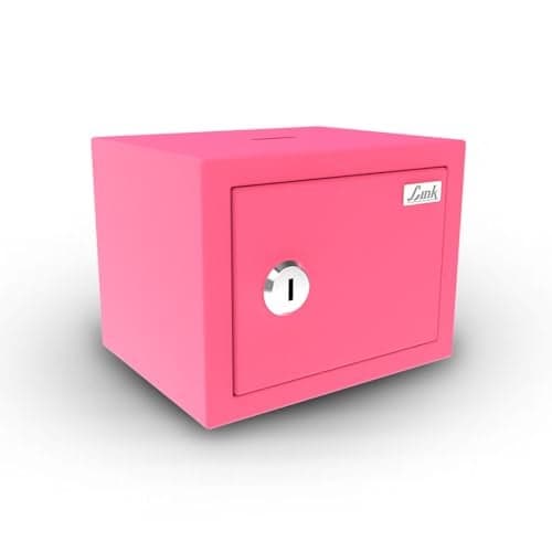 Link Smart 2 Litres Gullak Safe Locker for Home & Office| 3-Year Warranty| Mechanical Key, CRCA Material, Laser Cut Design| Vibrant Saaving Bank| Weight : 0.9 Kg| Pretty Pink