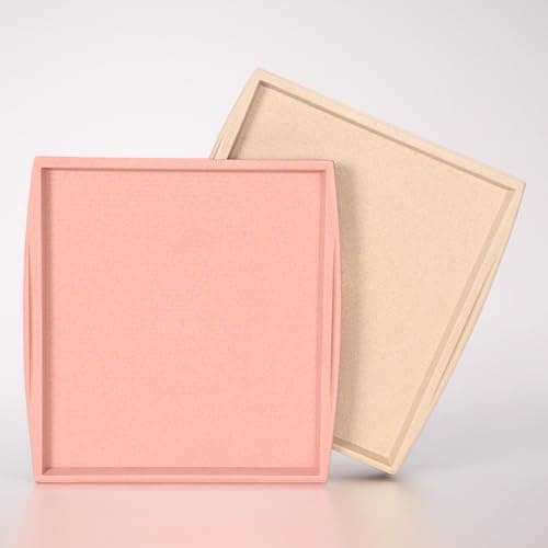 Eha Earth Friendly Square Trays for Serving Set of 2 | 11 Inch | Serving Tray Made with Coffee Husk & Rice Husk | Tray Set for Serving Tea/Coffee/Snacks | Sand-Inno
