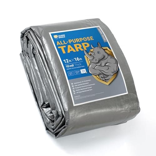 GUARD SHIELD Heavy Duty Tarp 12x16 Feet SilverBlack Multi Purpose Thick Waterproof Poly Tarp Cover 10mil