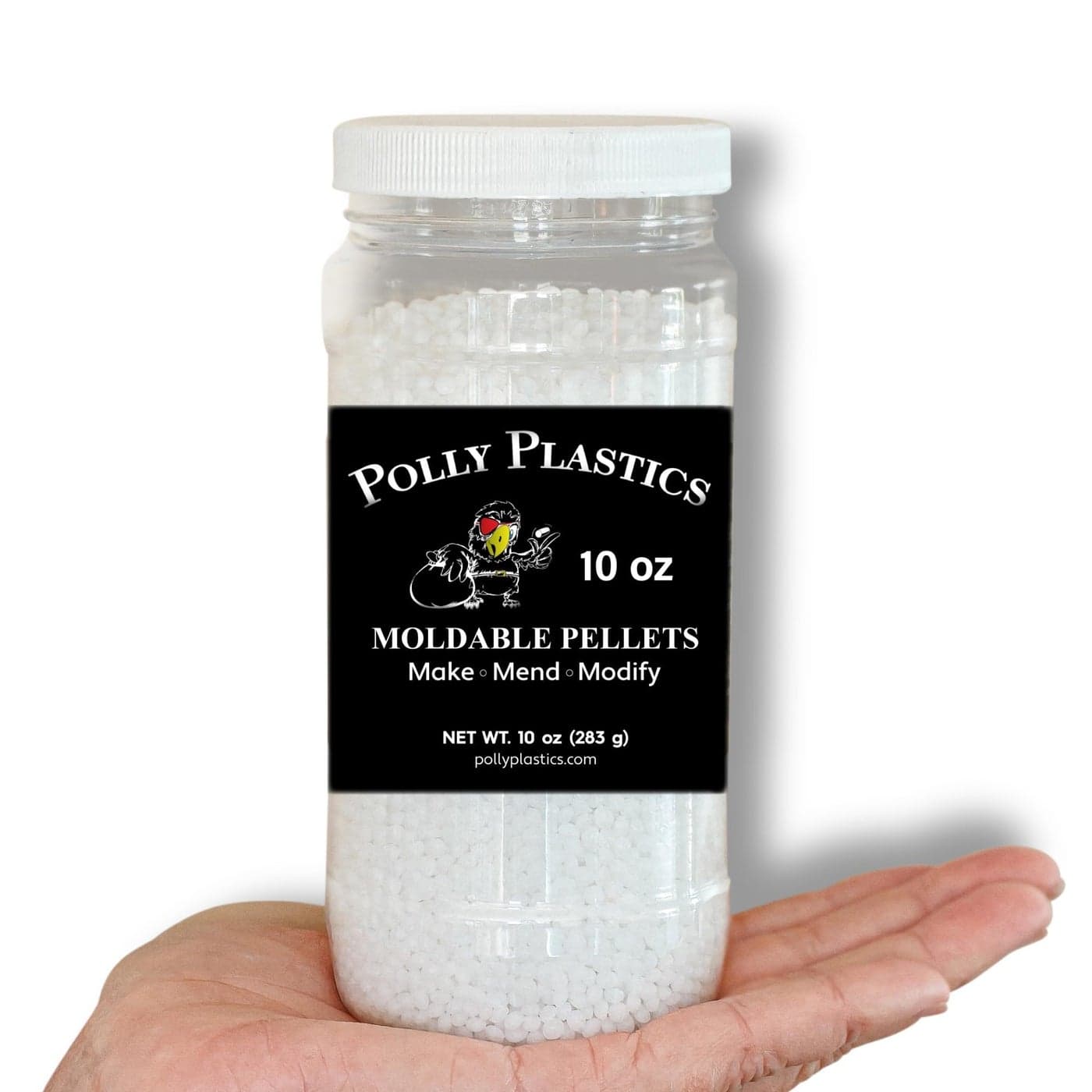 ProfessionalGrade Moldable Plastic Pellets by Polly Plastics Cosplay Hobbyist Supplies for Crafting Repairs and More EZ Grip Jar with Idea Booklet 10 oz