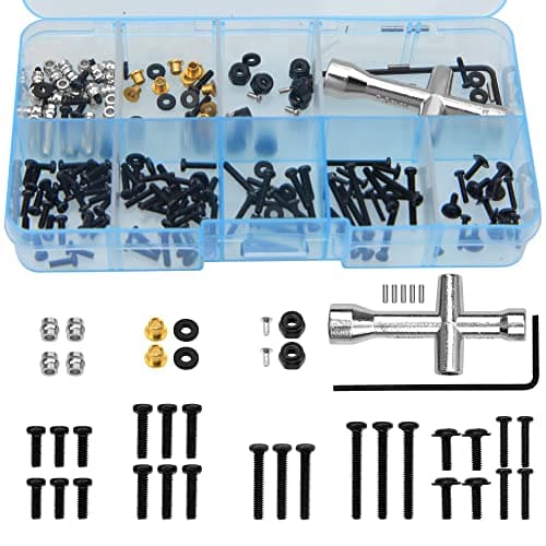 193Pcs ShareGoo Universal M16 M2 RC Screw Kit Screws Assortment Set Fastener Wrench Repair Tools Compatible with FMS 118 124 Series FCX24 Adventurer Chitu RC Car