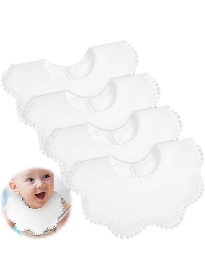 JenPen White Bibs for Baby Girl Bandana Muslin 360 Bibs Baby Bandana Drool for Girl Set for Teething Toddler