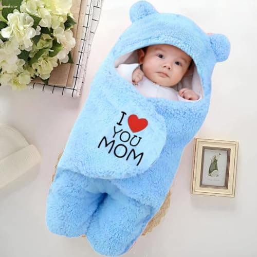 Swissberry Baby Blanket New Born Pack of Hooded Swaddle Wrapper Pack of 1 pc.(SkyBlue, 0-6 Months)