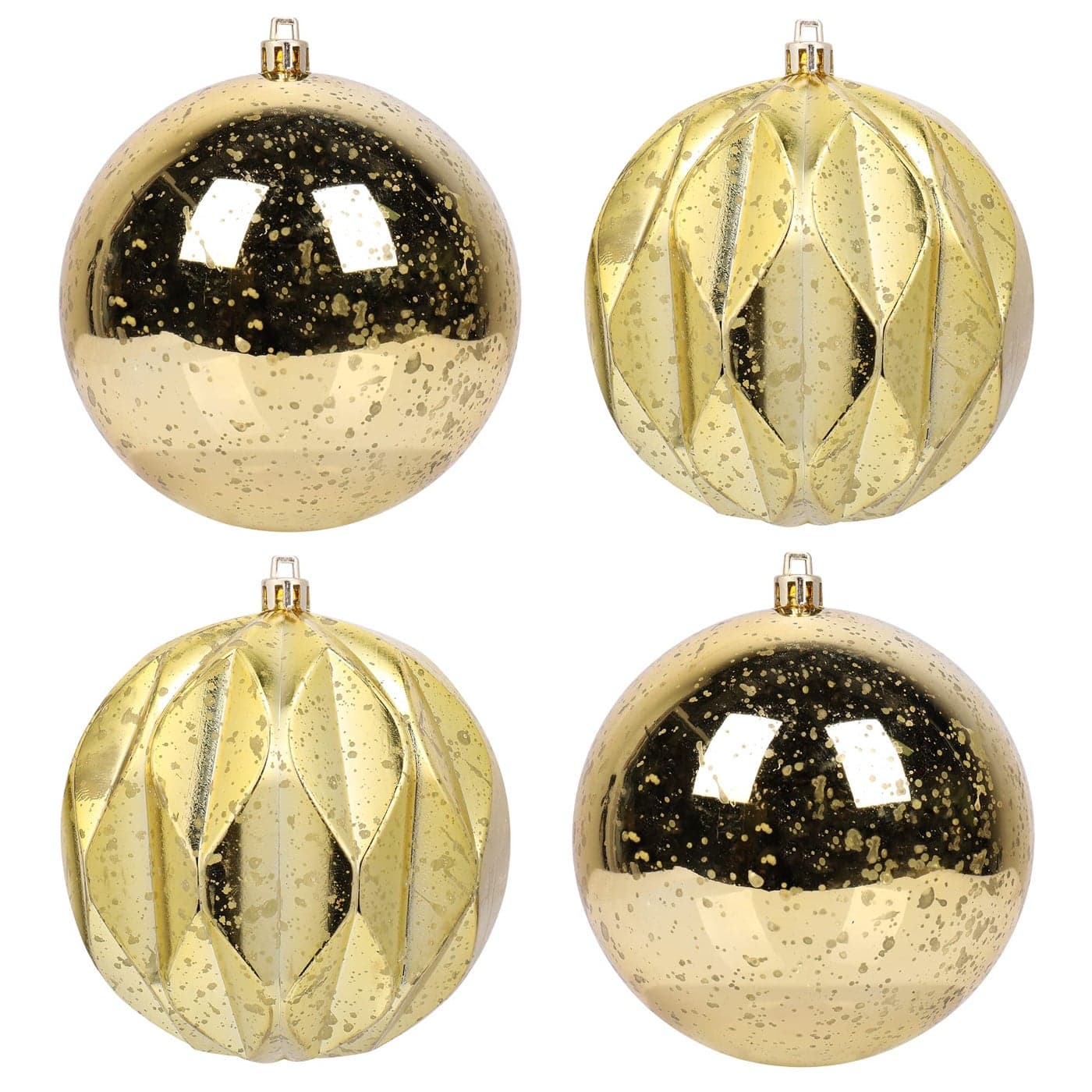 Extra Large Hanging Shatterproof Tree Ball Clear Christmas Ball Ornaments Decorative Mercury Ball with Tree Ornaments Hooks for Xmas Holiday Wedding Decoration Gold4inch4Pcs