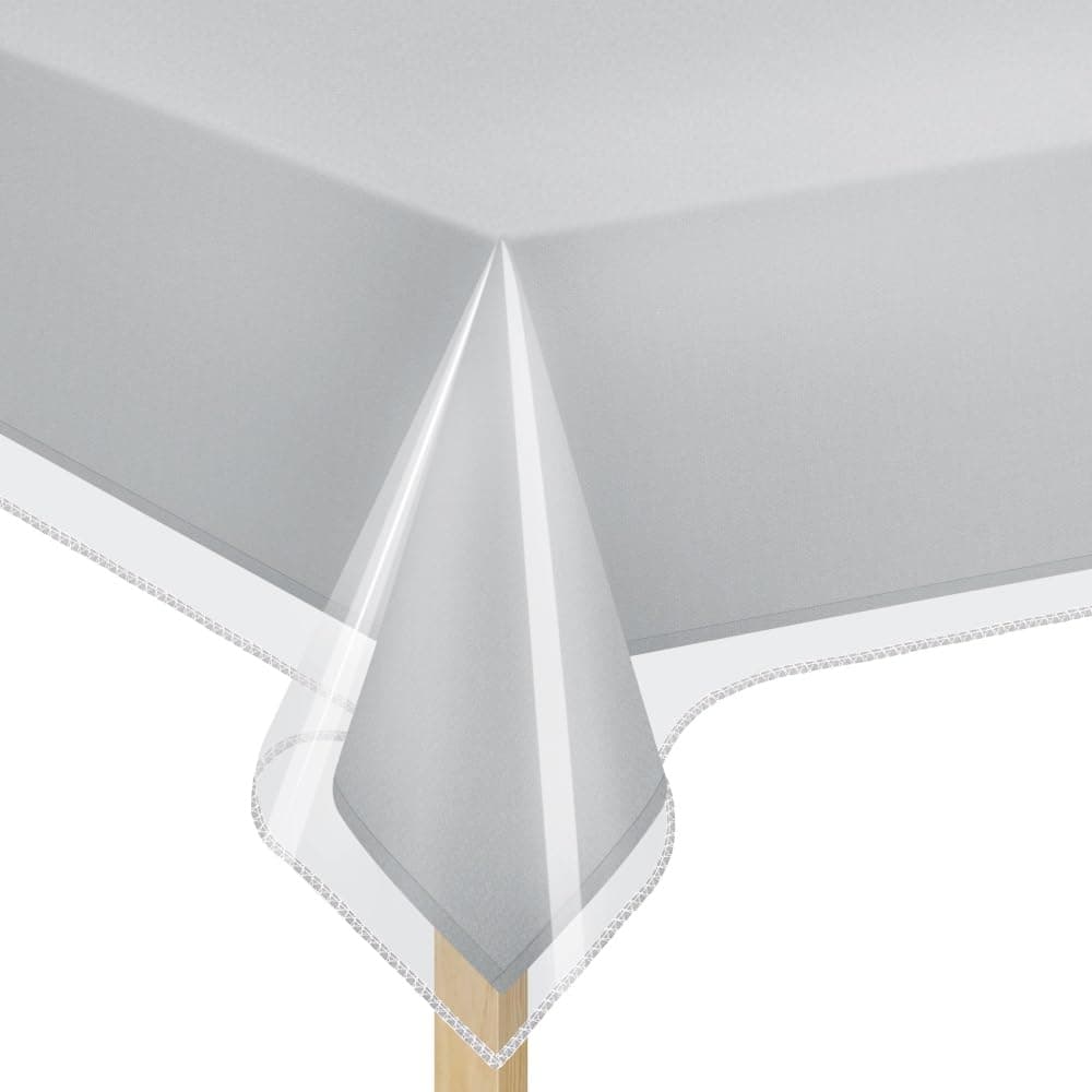 Elaine Karen Clear Plastic Table Cover Protector 100 Waterproof Table Protector Crystal Clear Plastic Tablecloth Cover for Dining Table Heavy Duty Vinyl 60 x 90 Rectangle