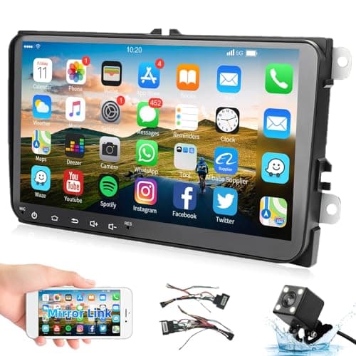 podofo Car Stereo GPS Navigation Head Unit 9 Inch Touch Screen for VW Skoda Octavia Golf Touran Passat B6 Jetta Polo Tiguan in Dash Autoradio Android Car Radio Support WiFi Bluetooth HD Camera