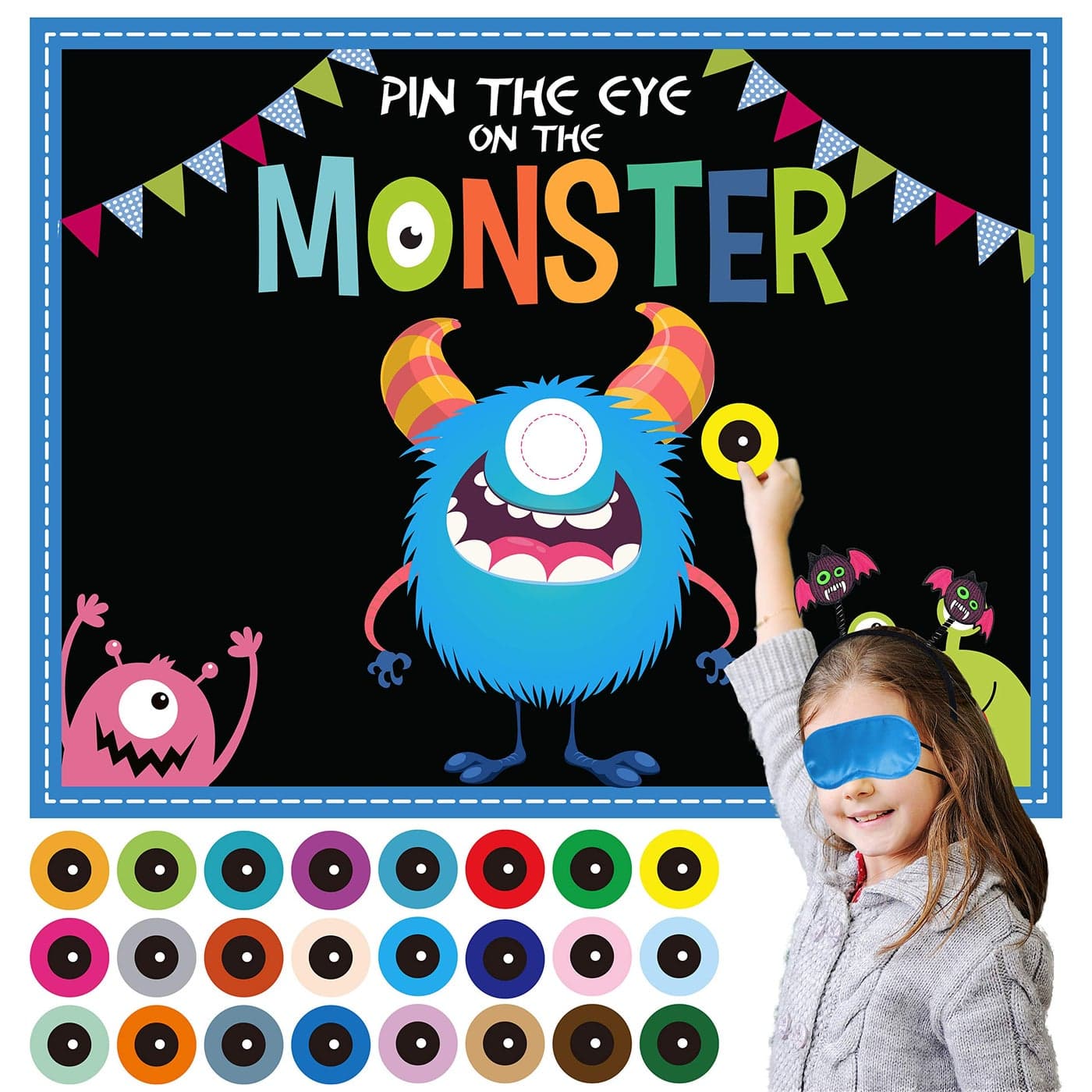 Happy Storm Halloween Party Games for Kids Pin The Eye on The Monster Halloween Party Activities Favors Crafts Birthday Party Games for Children Boys Girls Monster Party Carnival Games Indoor