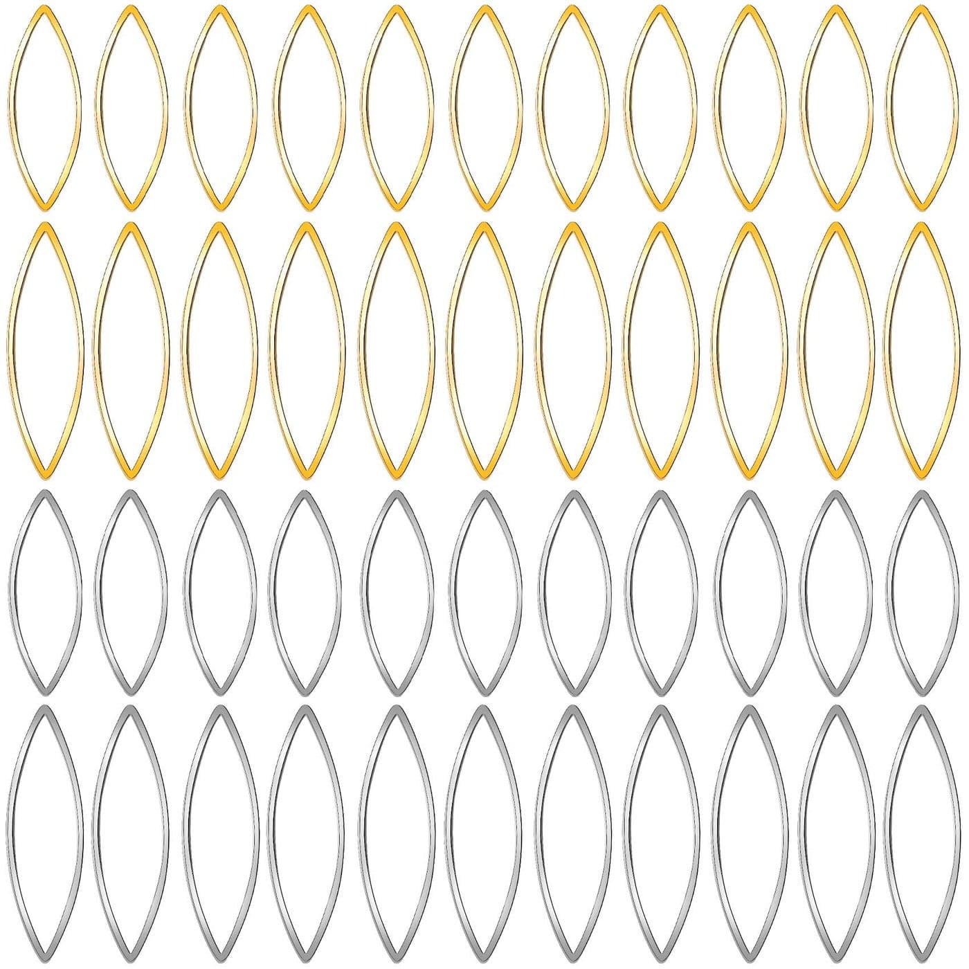 OIIKI 120pcs Earring Beading Hoops for Jewelry Making Eye Shape Metal Hoops 2 Sizes DIY Jewelry Findings Accessories for Earrings Necklace Headband Belts Keychains for Women Silver Gold