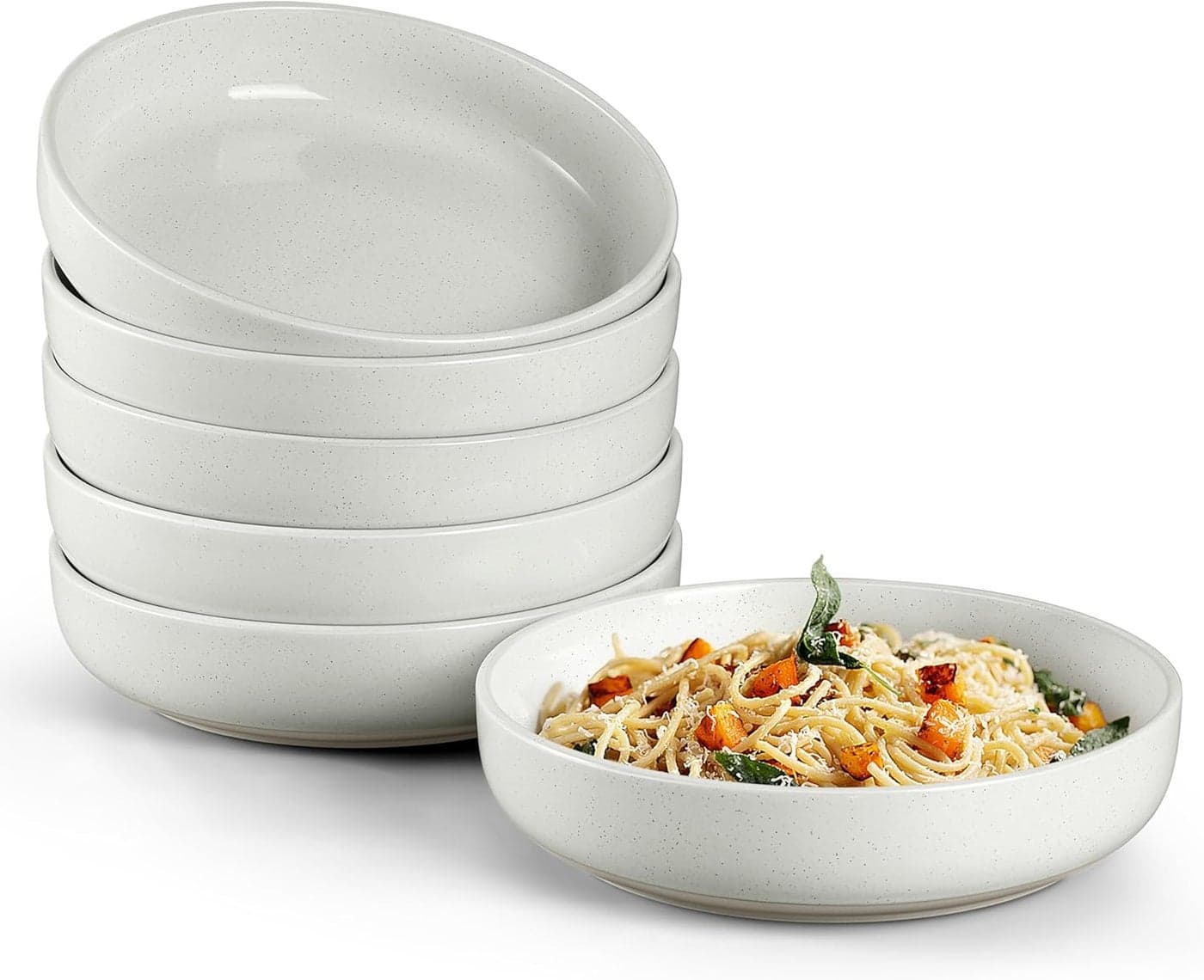 HaWare Pasta Bowls Set of 6 32oz Large Salad Bowls for Home Kitchen Ceramic Serving Plates for Soup Cereal Scratchresistant Wide and Shallow Dinner Bowl Microwave Dishwasher Safe Milky White