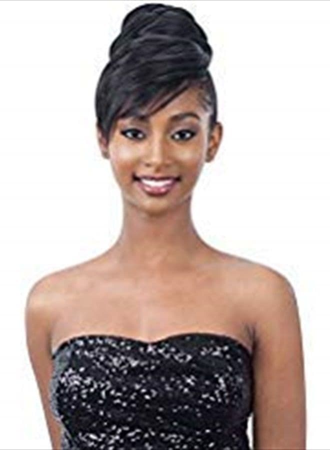 TWISTED BUN BANG (1B Off Black) - Freetress Equal Synthetic Bun & Swoop Side Bang