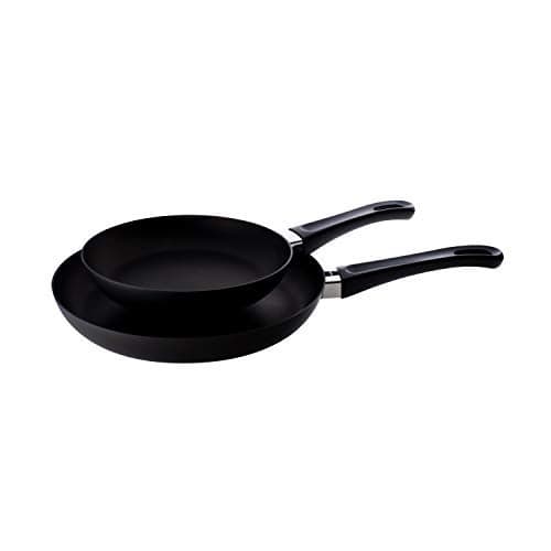 Scanpan Classic 2Piece Nonstick Fry Pan Set 10 14inch and 12 12inch Compatible with Gas and Electric Stovetops Metal Utensil Safe Oven Safe to 500F Dishwasher Safe Black