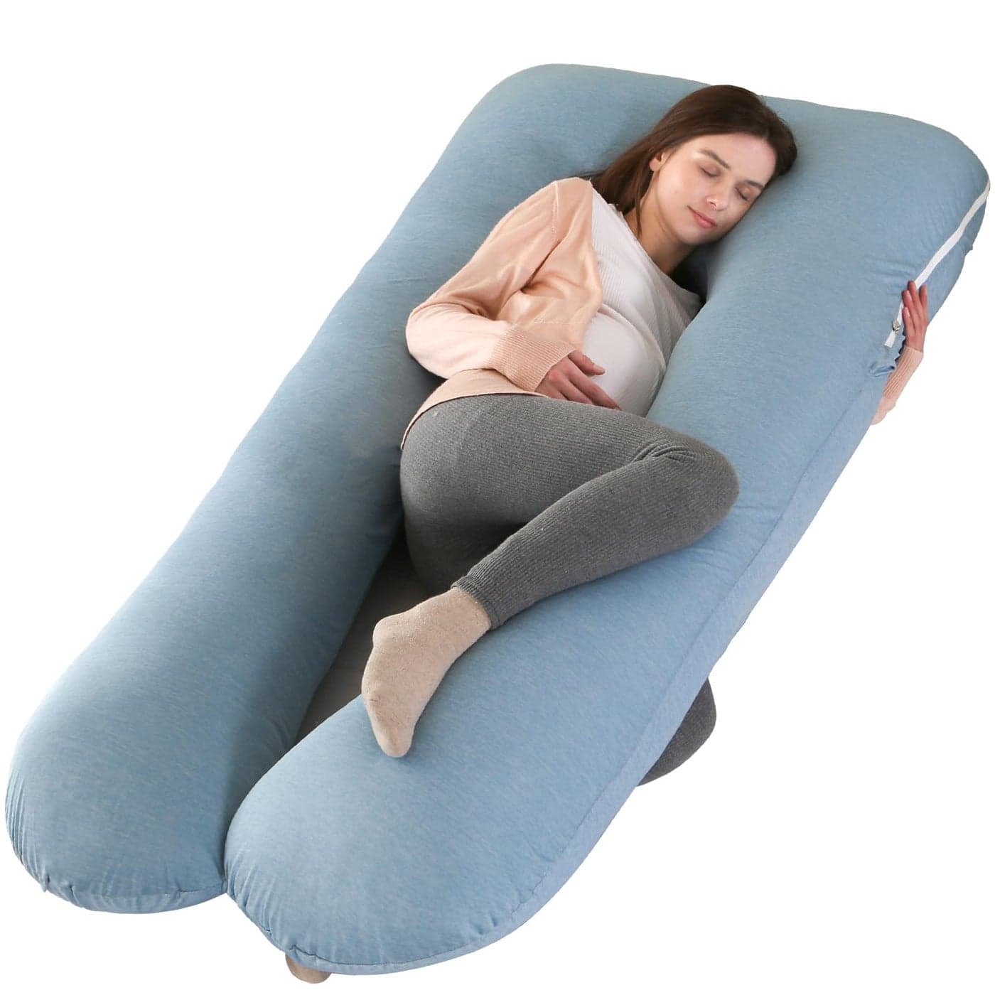 Amagoing 55 inches Pregnancy Pillows for Sleeping U Shaped Maternity Full Body Pillow for Pregnant Women with Hip Leg Back Belly Support Washable Jersey Cover Included Dark Grey