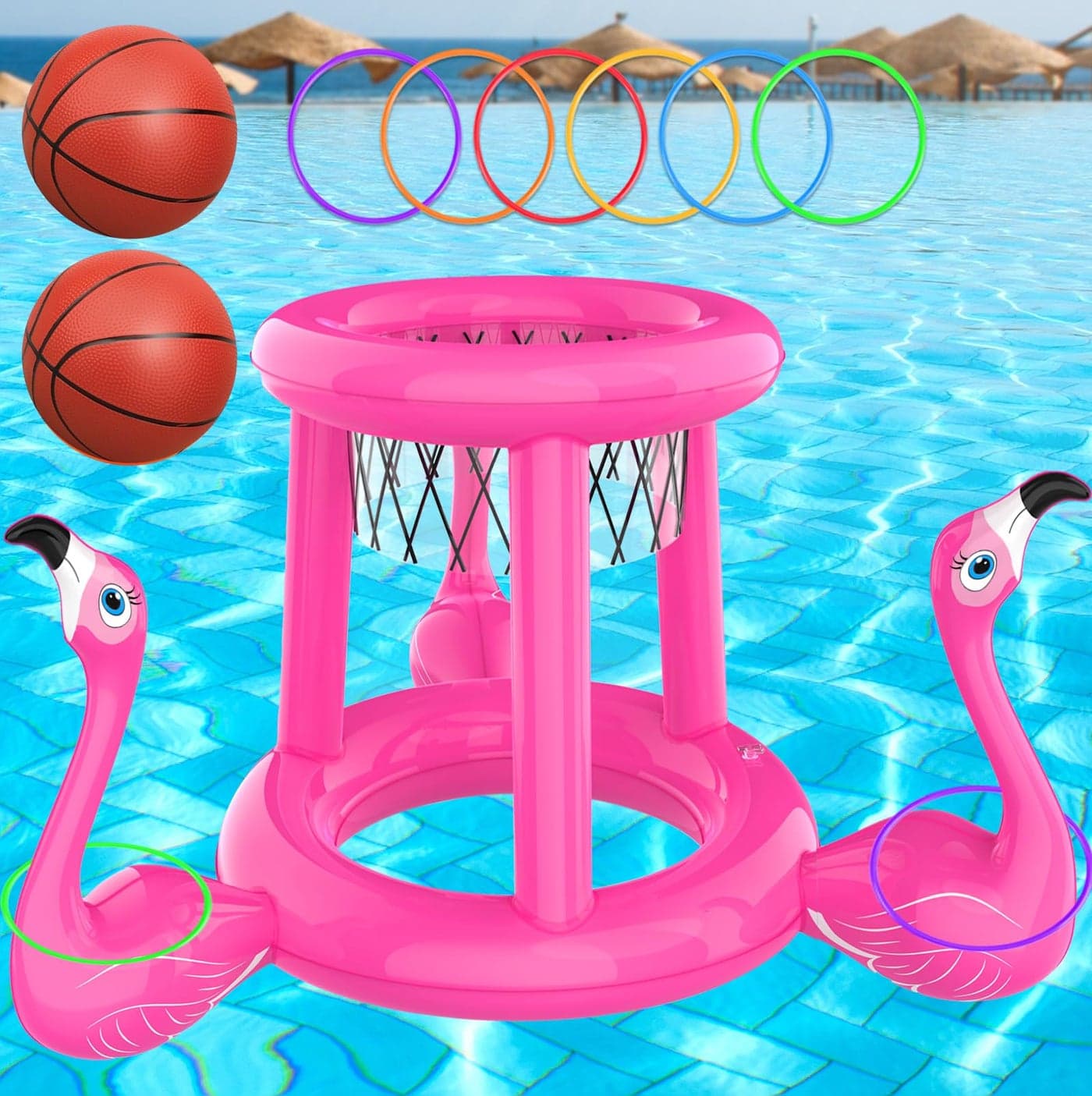 Pool Toys Pool Floats Pool Games for Kids Adult Inflatable Pool Basketball Hoop Ring Toss Game 2in1 Pool Floating Outdoor Party Water Toy for Adults Family Kids Ages 4812 Pink1