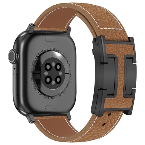 CHANCHY Leather Magnetic Watch Band Compatible with Apple Watch Bands 40mm 38mm 41mm 42mm 44mm 45mm 46mm, Top Grain Leather Dressy Band for Women Men iWatch Ultra SE3 Series 11/10/9/8/7/6/5/4/3/2/1
