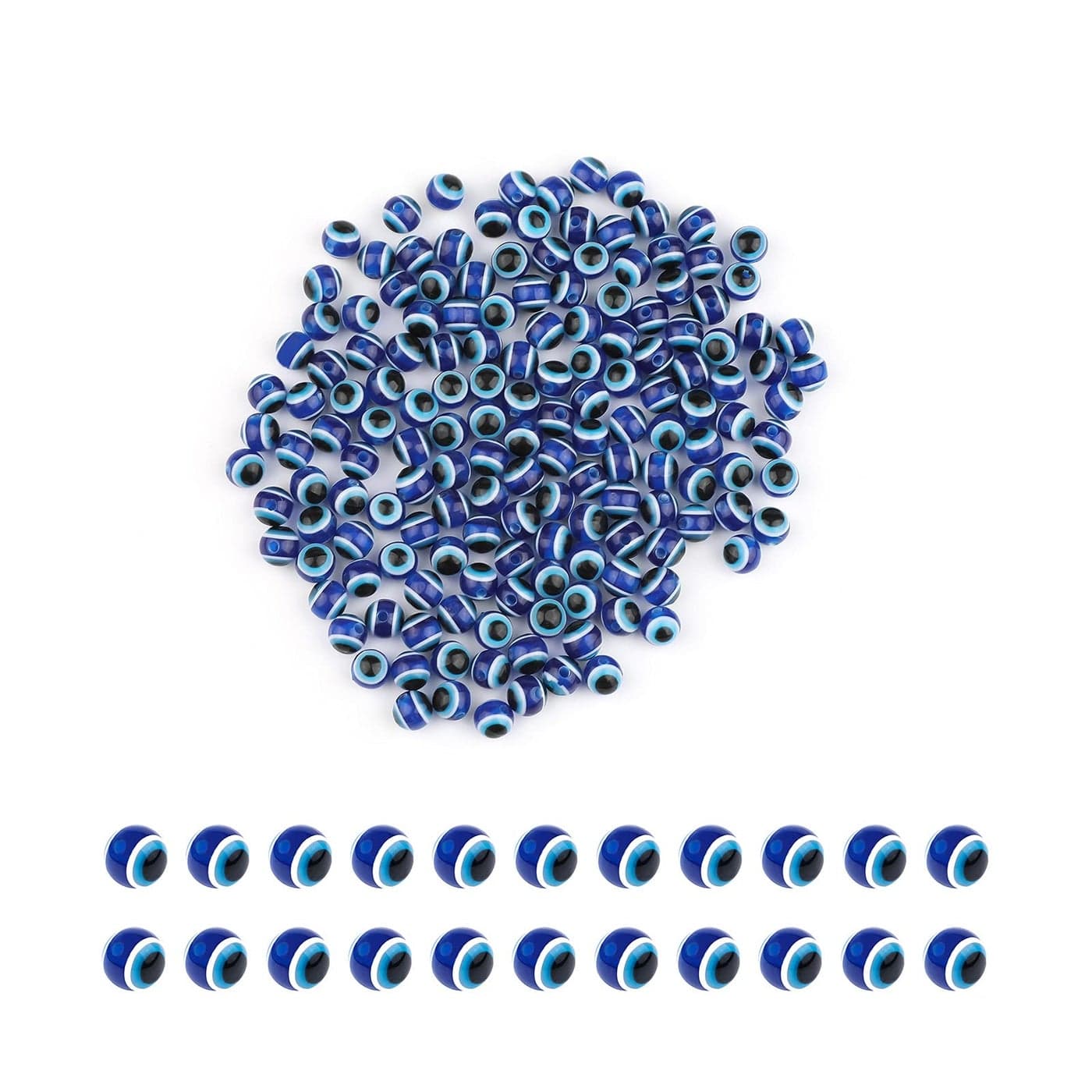 SAVITA 200pcs Blue Evil Eye Beads Eyeball Spacer Beads Handmade Resin Beads Charms for DIY Bracelets Necklace Jewelry Making 6mm023inch