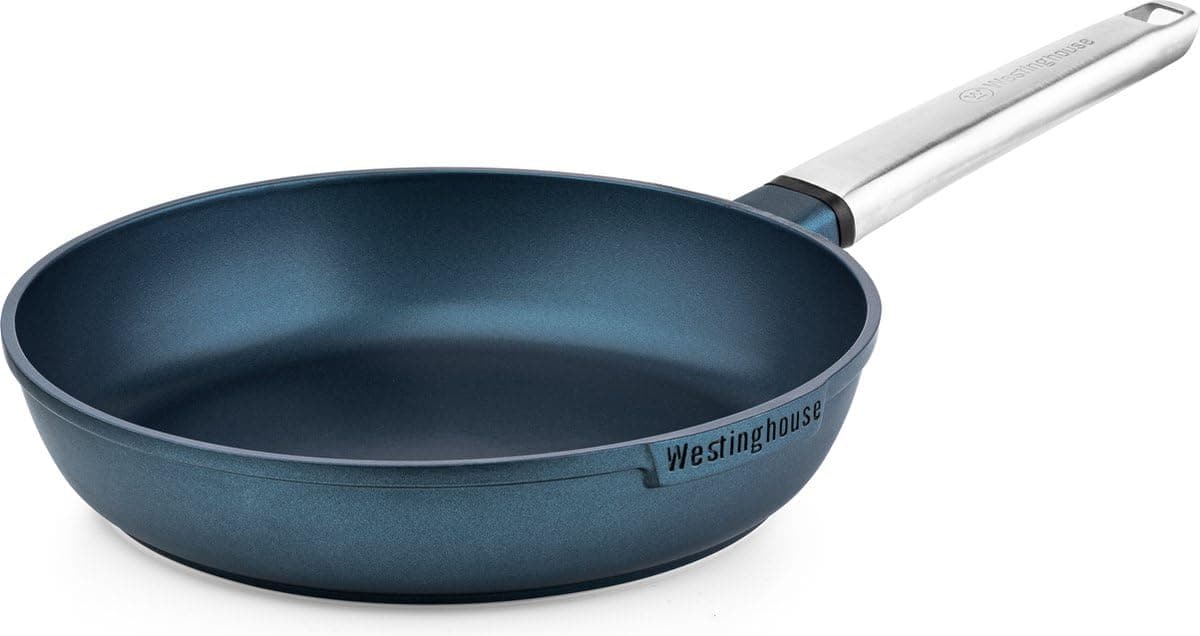 Westinghouse Performance Series Frying Pan, Coated Frying Pan, 24 cm, Induction, for All Types, Non Stick Frying Pan with Cool-Touch Stainless Steel Handle, Oven Safe and Dishwasher Safe, Blue