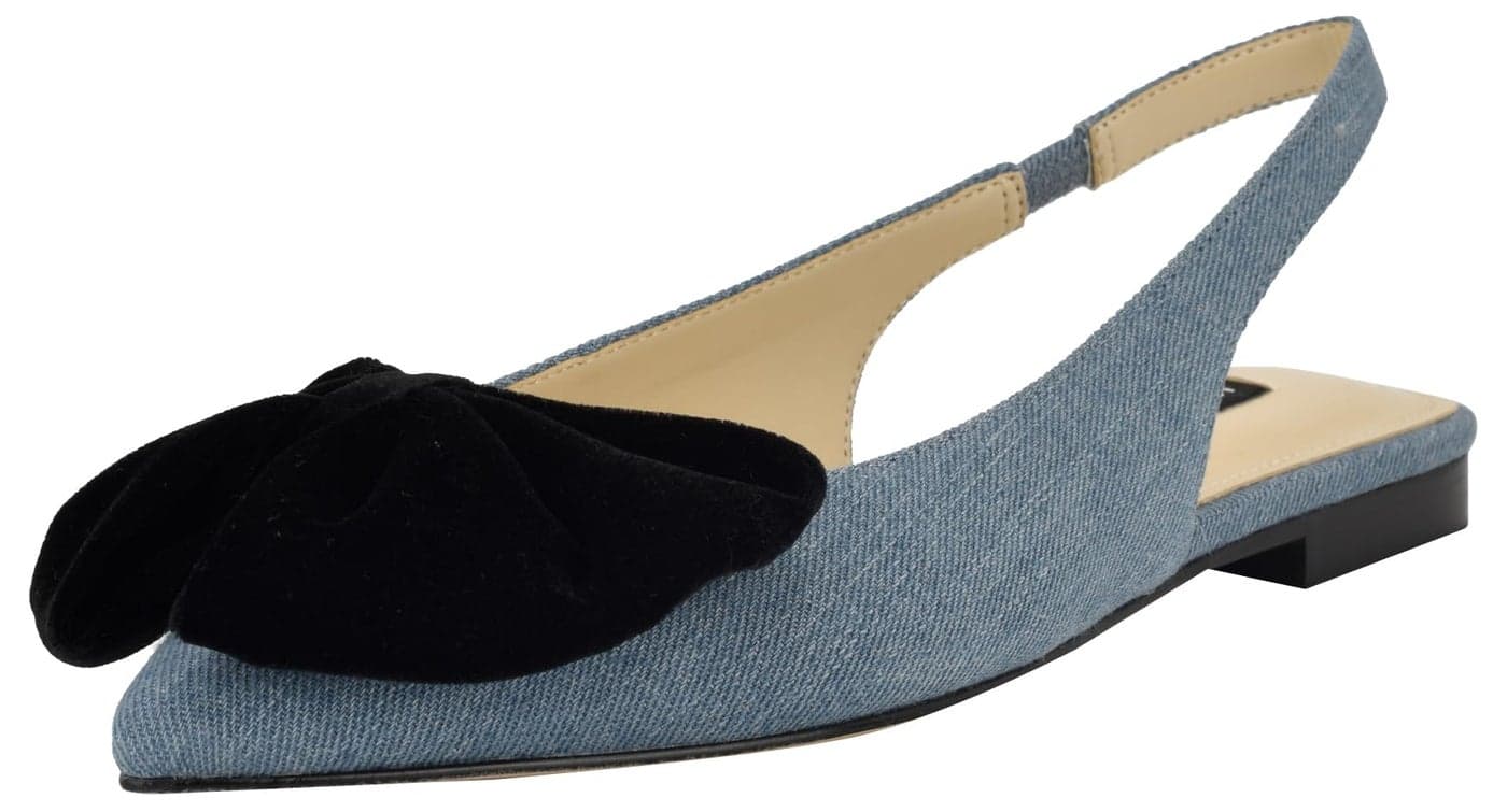 Nine West Womens Junnie Flat Blue DenimBlack 421 10