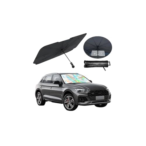 Sandfren Car Windshield Sun Shade Umbrella Foldable Automotive Sunshade Cover for Block UV Rays Heat Vehicle Interior Front Window Protector Accessories Universal for Vehicles Folding Handle