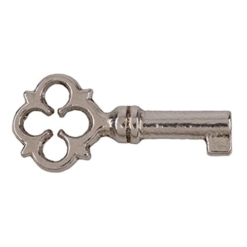 Nickel Plated Miniature Chest, Box Lock or Necklace Skeleton Key for Antique Furniture | SK29-IN