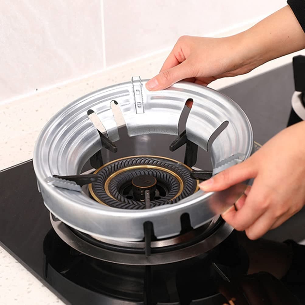 Nexellar Gas Stove Saver Stand Silver Gas Burner Stand Windproof Energy Gas Saver Jali Ring 4 Legs Supported for Indian Gas Gas Stand Thickness Heavy Material for Easy Washable Pack of 1